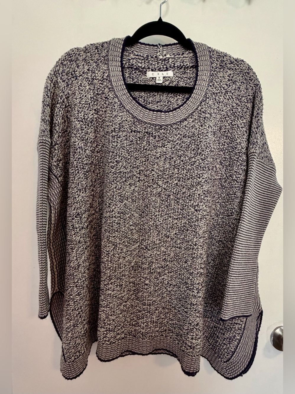CAbi Black & White Marled Scoop Neck Sweater